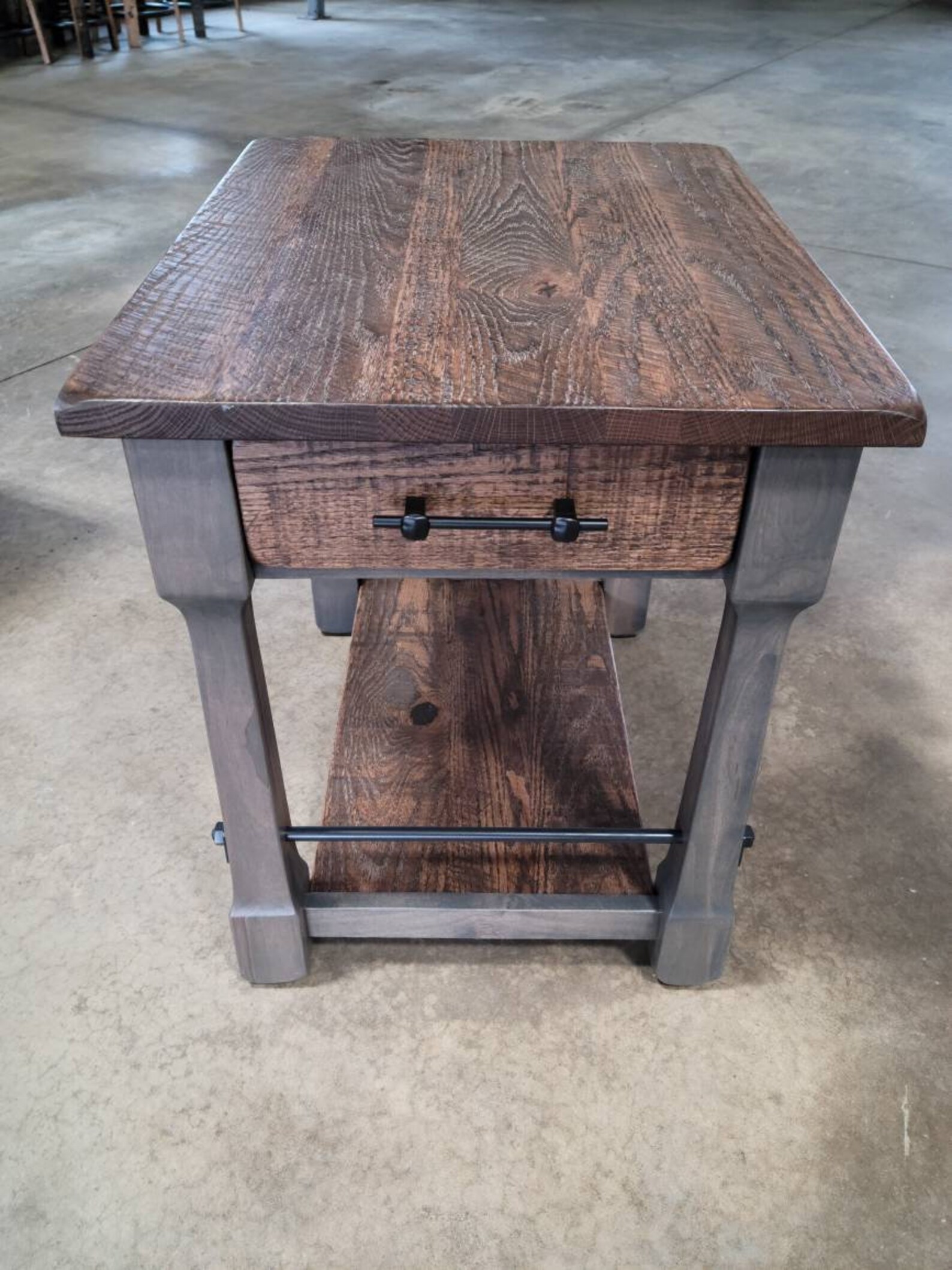 Rough Sawn White Oak End Table With Drawer and Shelf Hand Etsy