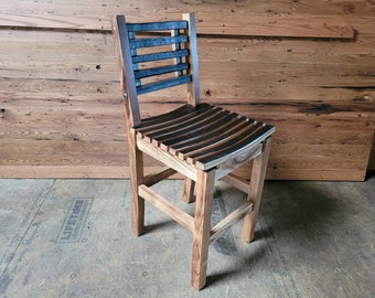 Burnt Hickory Bar Chair Amish Built Rustic Dining Chair Whiskey Barrel Stave Chair Mancave Chair
