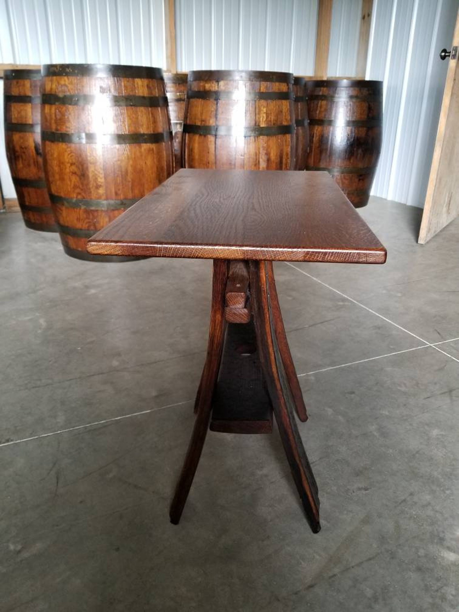 End Table With Whiskey Barrel Stave Legs and Shelf Free Etsy