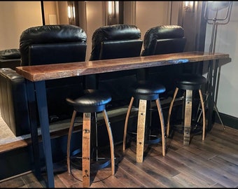 Whiskey Barrel Stave Bar Stools with Cushioned Swivel Seats, FREE SHIPPING - Made in the USA!