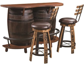 Whiskey barrel table and chairs $99 sale