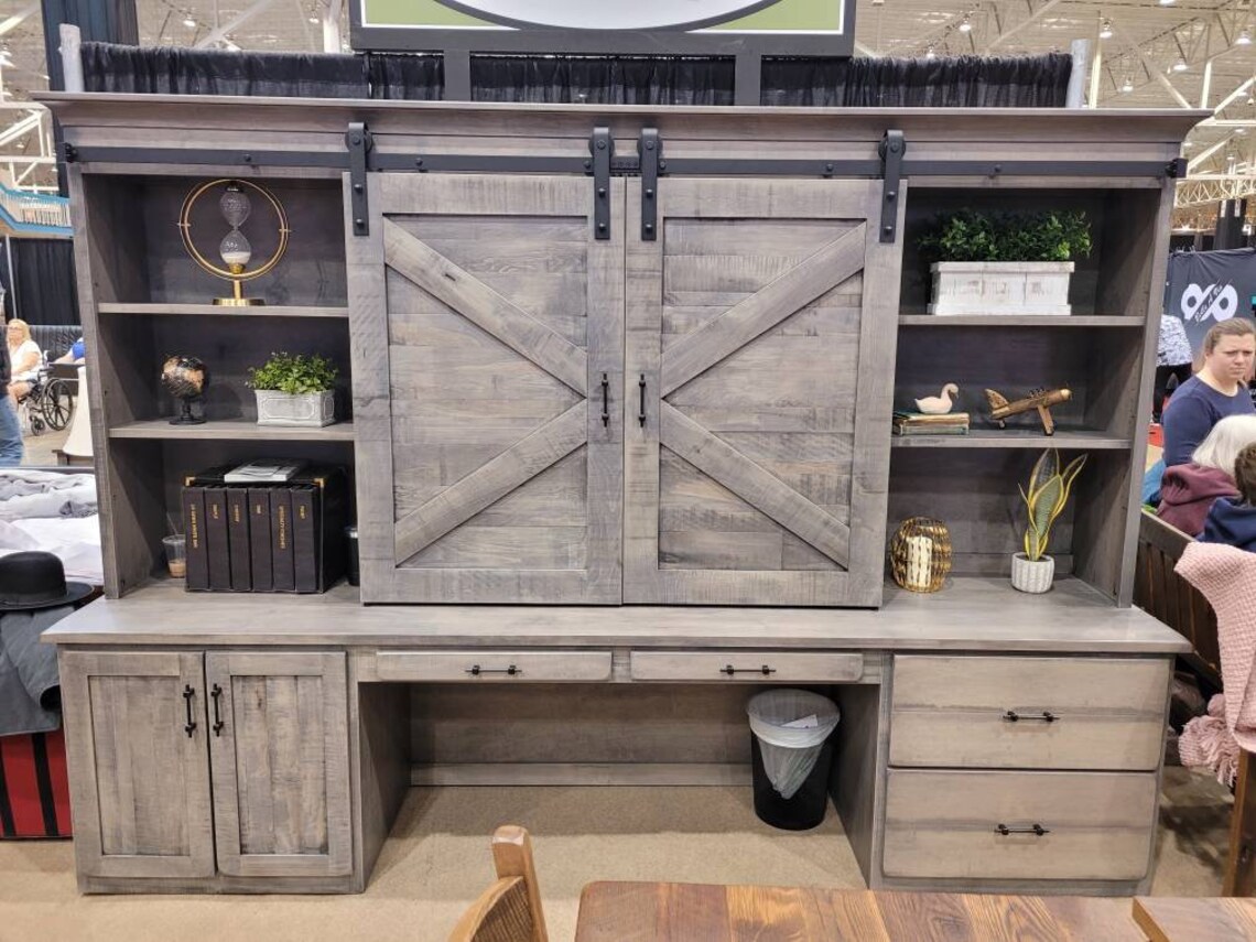 Amish Built Barn Door Desk and Workspace Heavy Duty Rough Etsy