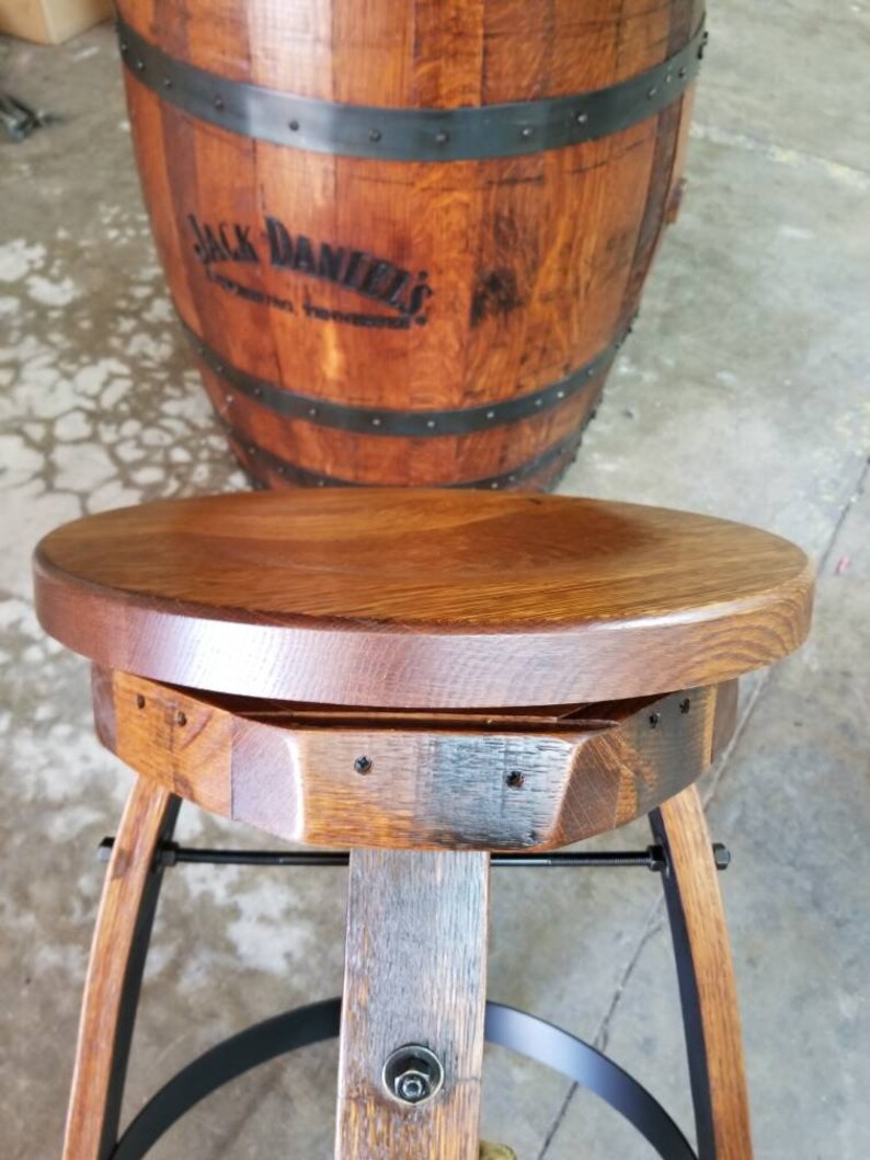 Whiskey Barrel Stave Bar Stools with Wooden Swivel Seats FREE Etsy