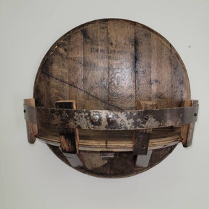 Bourbon Whiskey Barrel Head Shelf, Free Shipping, Made in the U.S.A.