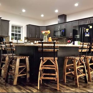 Whiskey Barrel Stave Bar Stools Made Entirely Of Whiskey Barrel Staves, FREE SHIPPING Made in the U.S.A image 2