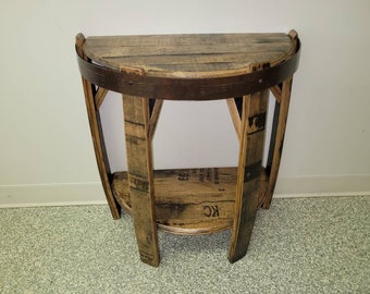 Whiskey Barrel Head End Table