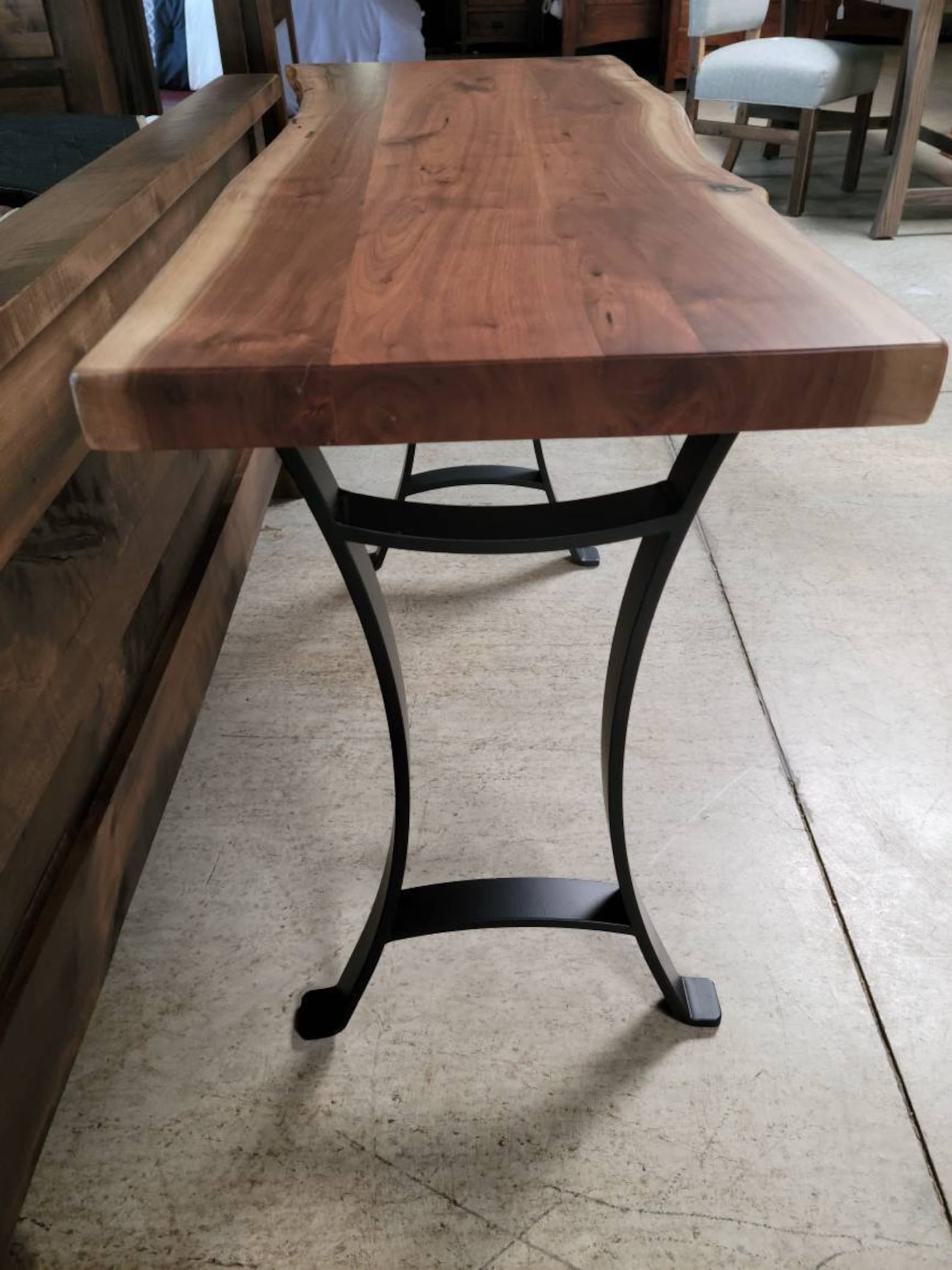 Live Edge Sofa Table With Metal Legs Made in the U.S.A. Free Etsy