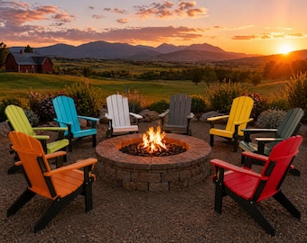 Amish Poly Adirondack Chair – Heavy Duty Outdoor Patio Chair – Fire Pit Chair – Weatherproof Poly Lumber Chair – 10 Color Options – Made in