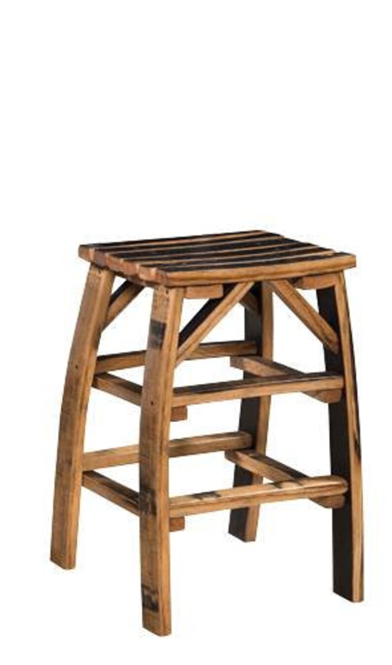 Whiskey Barrel Stave Bar Stool Without Back Made Entirely Image 0