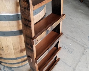 Estante de exhibición / especiero hecho con duelas de barriles Bourban