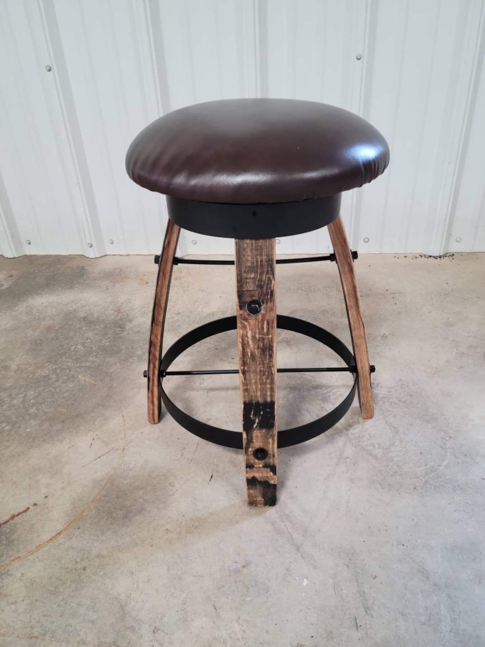 Whiskey Barrel Stave Bar Stools With Cushioned Swivel Seats Etsy