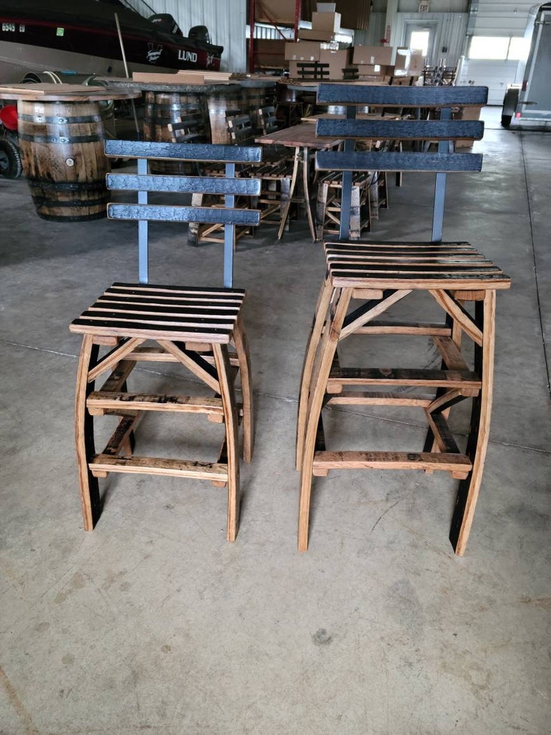 Whiskey Barrel Stave Bar Stools Made Entirely Of Whiskey Barrel Staves, FREE SHIPPING Made in the U.S.A image 6