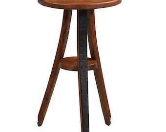 Oak Whiskey Barrel Stave Plant Stand - USA Made