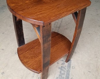 End Table with Authentic Whiskey Barrel Stave Legs, Free Shipping!