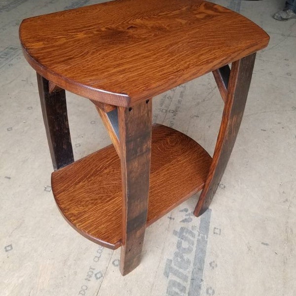End Table with Authentic Whiskey Barrel Stave Legs, Free Shipping!