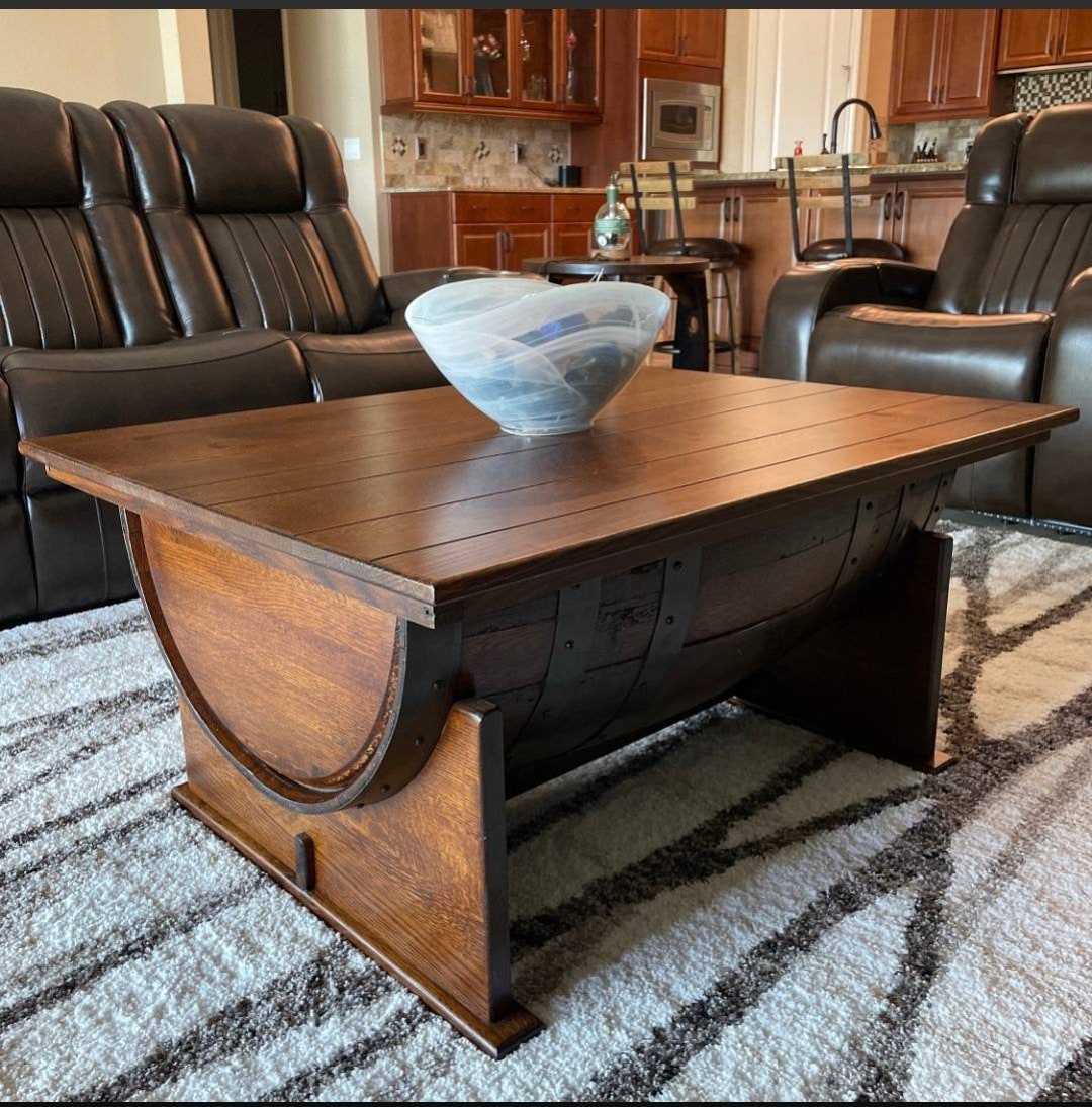 Barrel wood cheap coffee table
