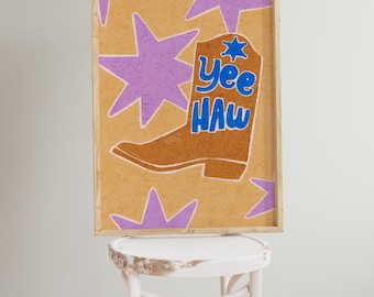 Yeehaw Printable Wall Art: Colorful Cowboy Boot Western Dopamine Decor (Digital Download)