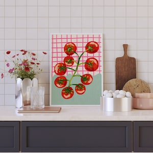 Transform your kitchen into a vibrant haven with our bold maximalist hand-drawn tomatoes. Make a bold statement with these kitchen prints that combine artistry and energy to redefine your cooking space.