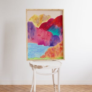 Abstract Mountain Scenery Art Print: Colorful Living Room Decor (Digital Download)
