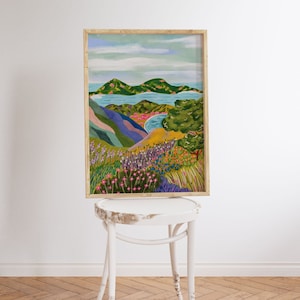 Sumba Mountain Park Painting: Colorful Scenery Art Print (Digital Download)