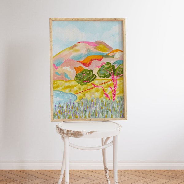 Colorful Abstract Mountain Scenery Art Print (Digital Download)