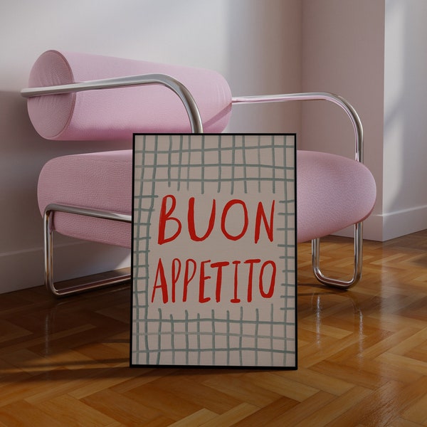 Buon Appetito Poster | Colorful Wall Art Quotes | Kitchen Quote Print | Printable Digital | Sayings for Pantry Room