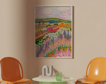 Colorido cartel de arte imprimible de la montaña de Colorado, impresión de arte del paisaje, descarga digital
