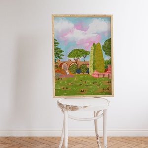 Somewhere in Amsterdam Painting | Amsterdam Scenery Colorful Wall Art | Summer Bright Vibrant Print | Printable Digital
