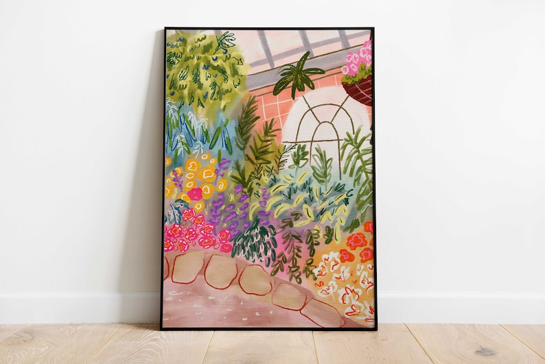 Botanical Garden Painting Colorful Wall Art Floral Art Print Printable Digital image 6