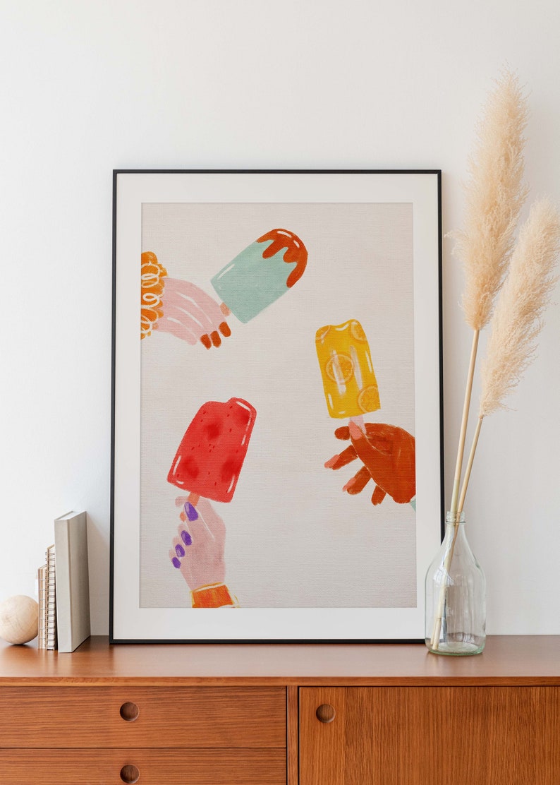 Ice Pop Illustration Wall Art, Colorful Wall Art, Food Wall Art, Acrylic Art, Printable Art, Living Room, Kitchen Art Print, Ice Cream Print image 4