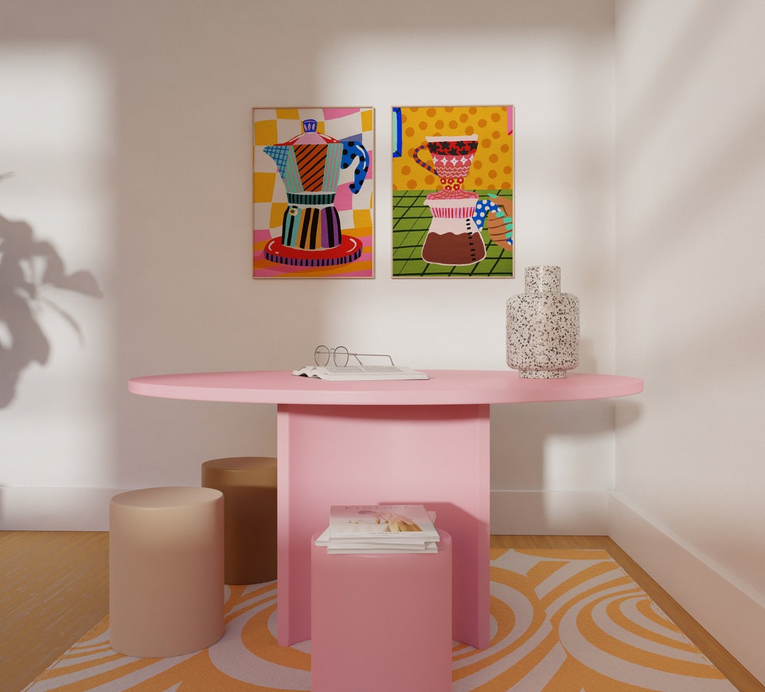kitchen prints, set of 3 prints colourful kitchen... Colorful Kitchen Print Set: Coffee Corner Gallery Wall (digital ...