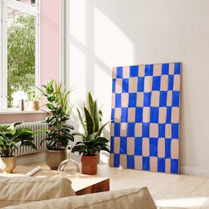 Checkerboard Acrylic Art: Colorful Geometric Print (Digital Download)