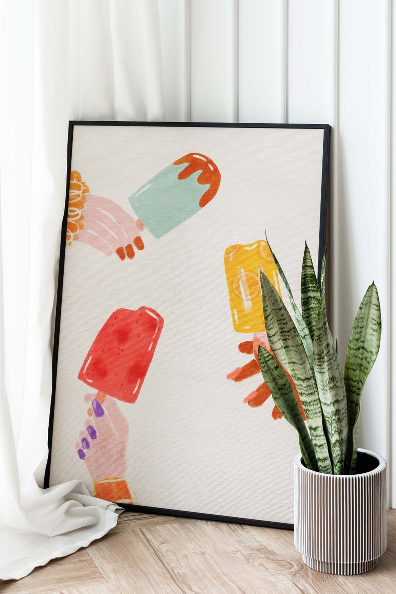 Ice Pop Illustration Wall Art, Colorful Wall Art, Food Wall Art, Acrylic Art, Printable Art, Living Room, Kitchen Art Print, Ice Cream Print image 9