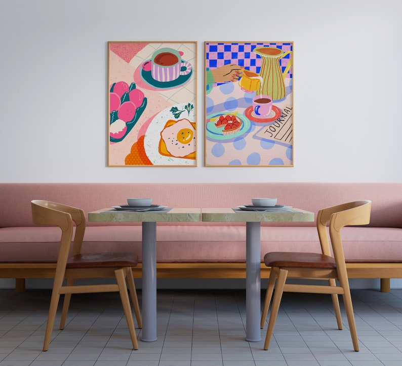 Colorful Kitchen Print Set: Eclectic Gallery Wall Art (digital Download ...