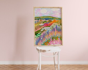 カラフルなコロラド山の印刷可能なアートポスター、風景アートプリント
