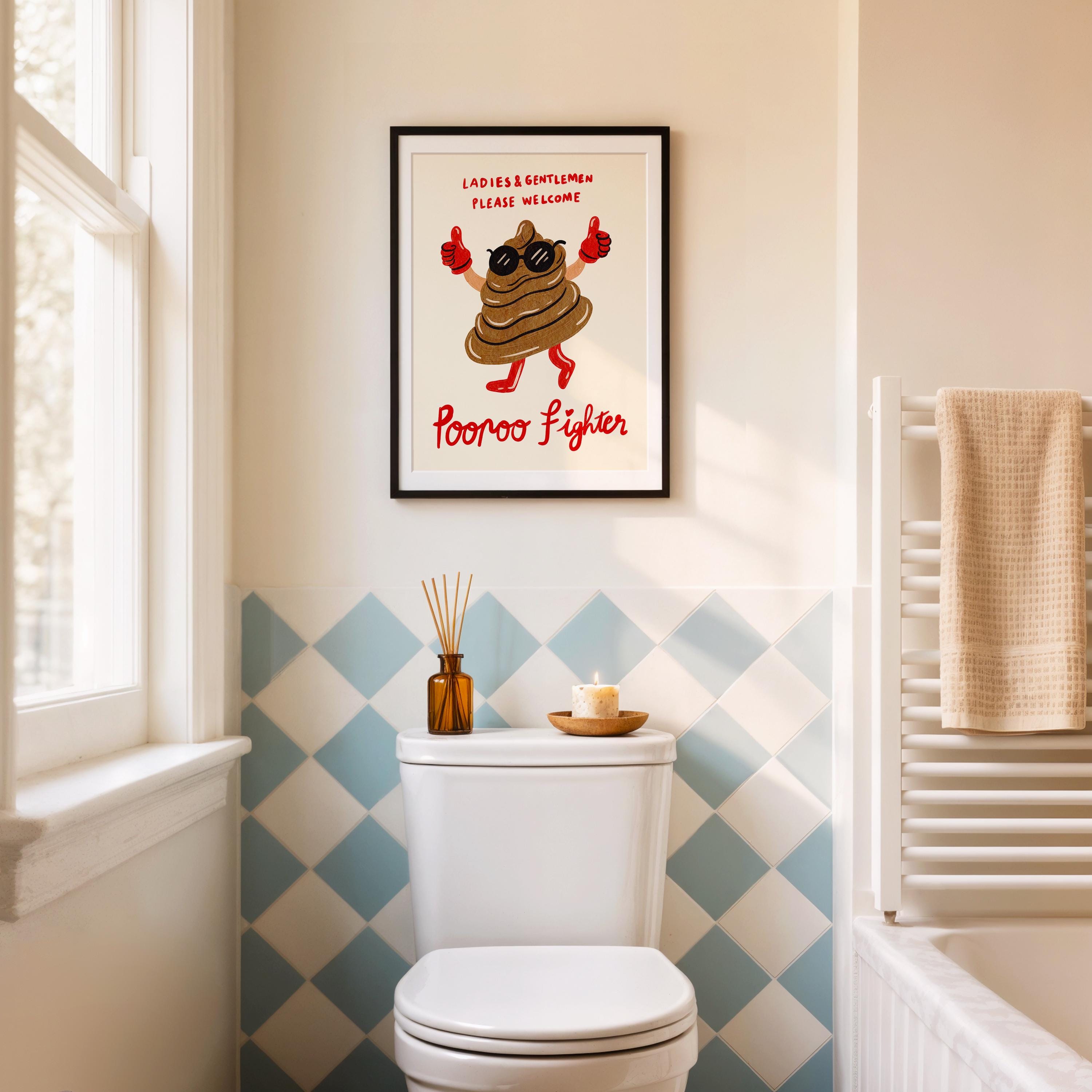 Funny Bathroom Art Printable: Colorful Toilet Sign, Maximalist