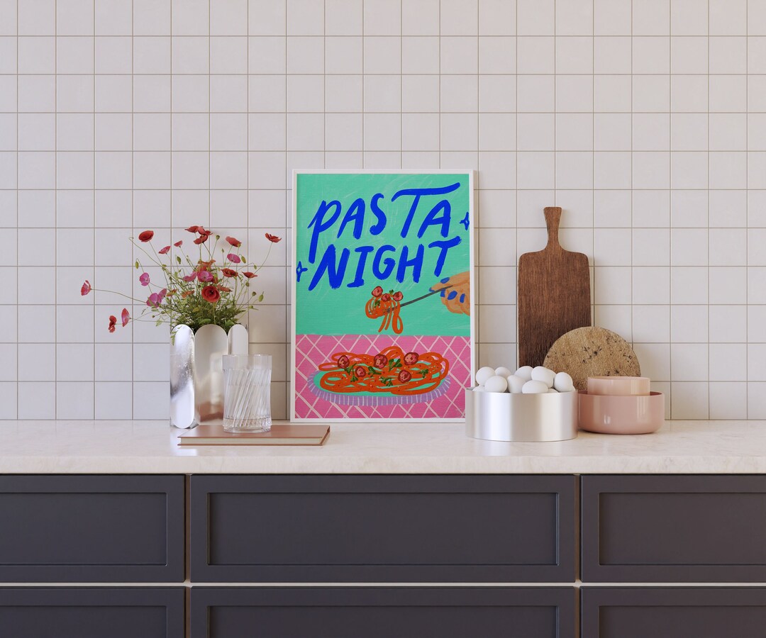 Pasta Night Typografie Bunte Zitate Küchen Spruch Print Etsy.de