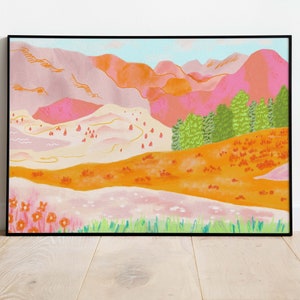 Abstract Mountain Wall Art, Colorful Wall Art, Abstract Wall Art, Acrylic Art, Printable Art, Living Room Print, Scenery Art Print