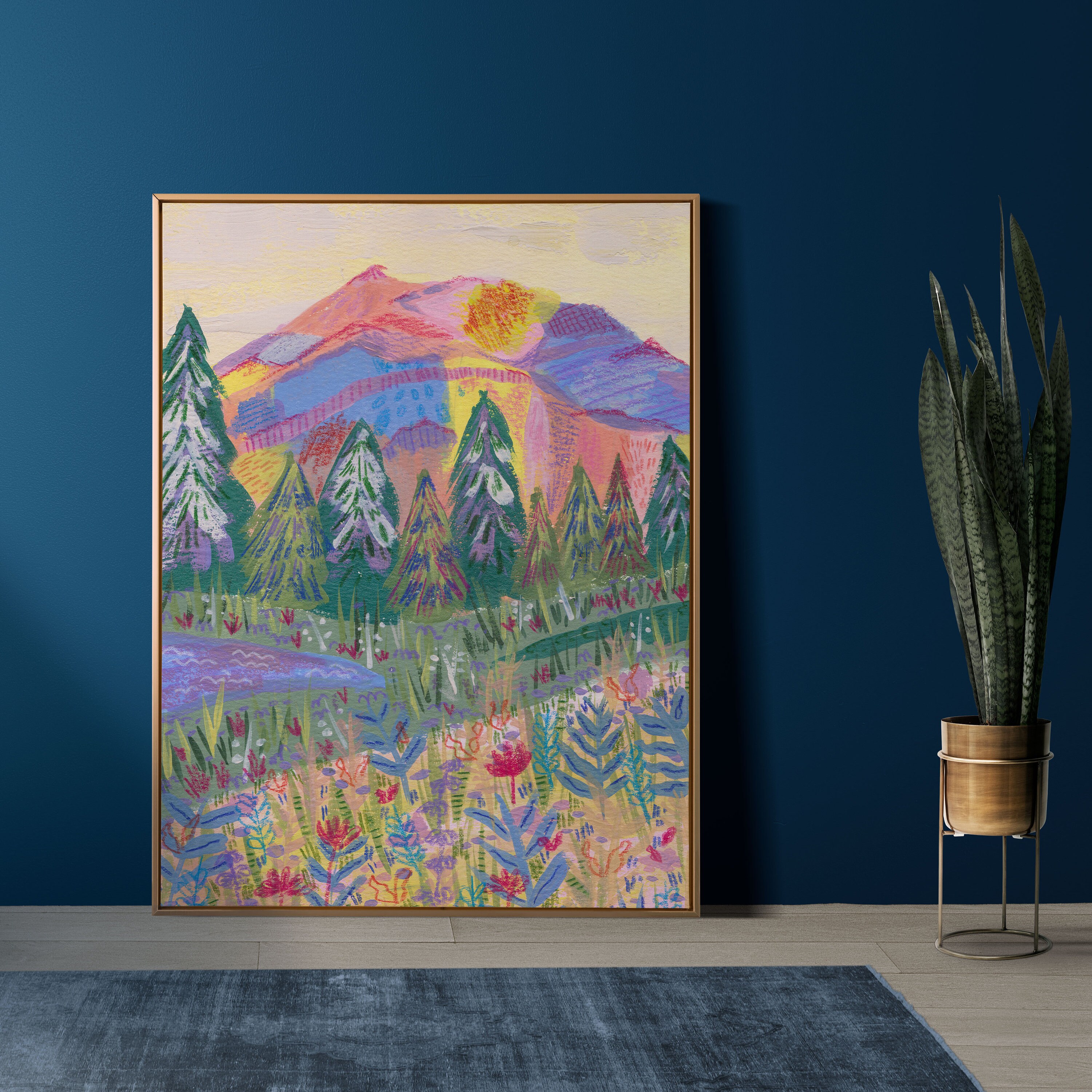 Abstract Mountain Wall Art Colorful Wall Art Abstract Wall Etsy