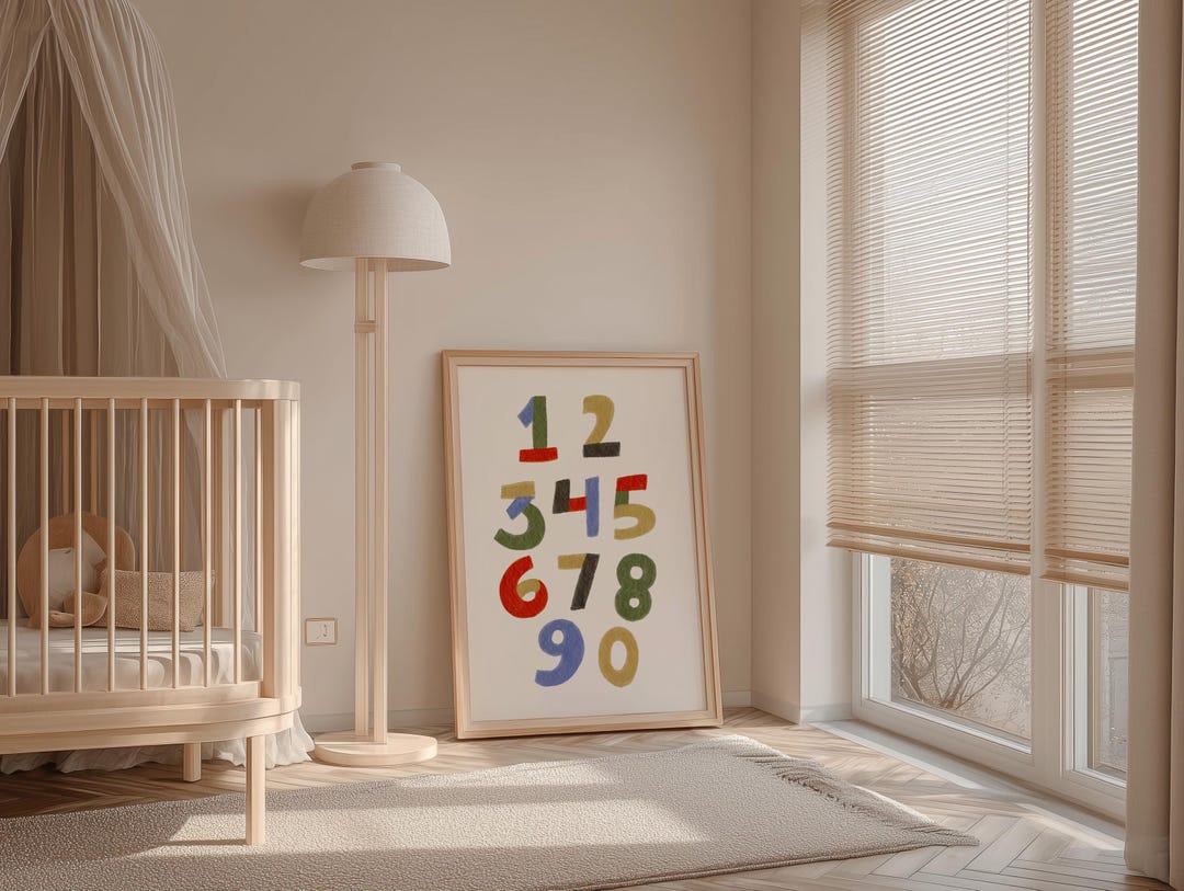 Hand-illustrated Numbers Print: Eclectic Nursery Wall Art (digital ...