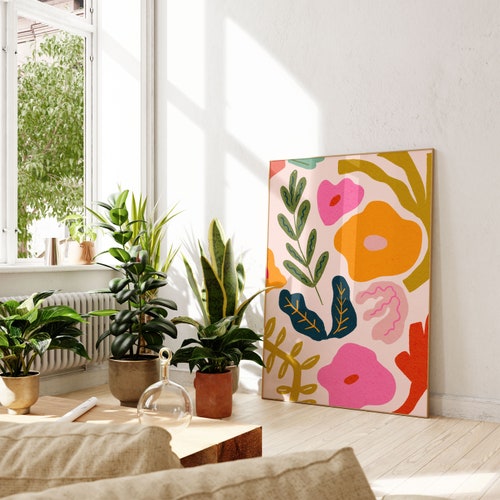 Abstract Floral Botanical Wall Art Colorful Wall Art Etsy