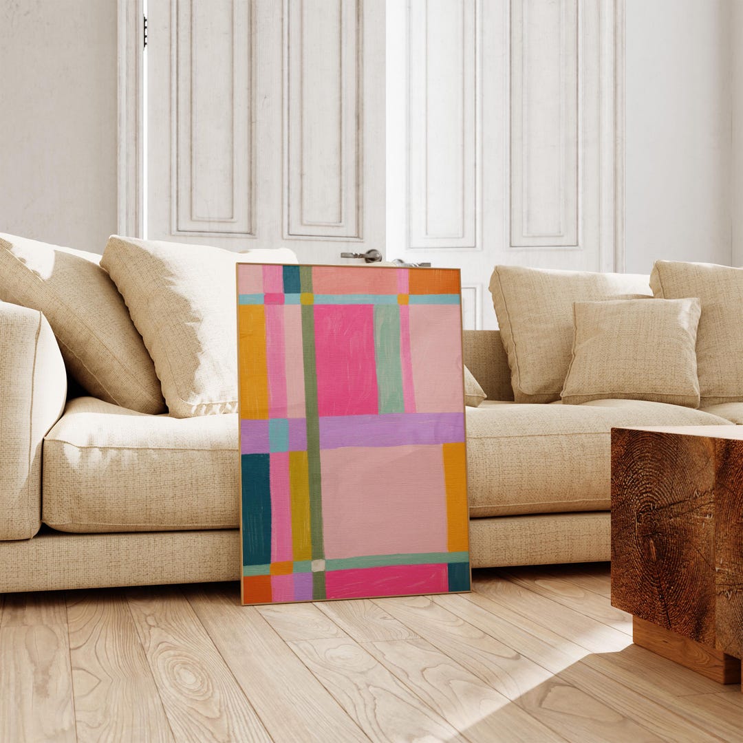 Colorful Grid Painting Art Print: Abs...