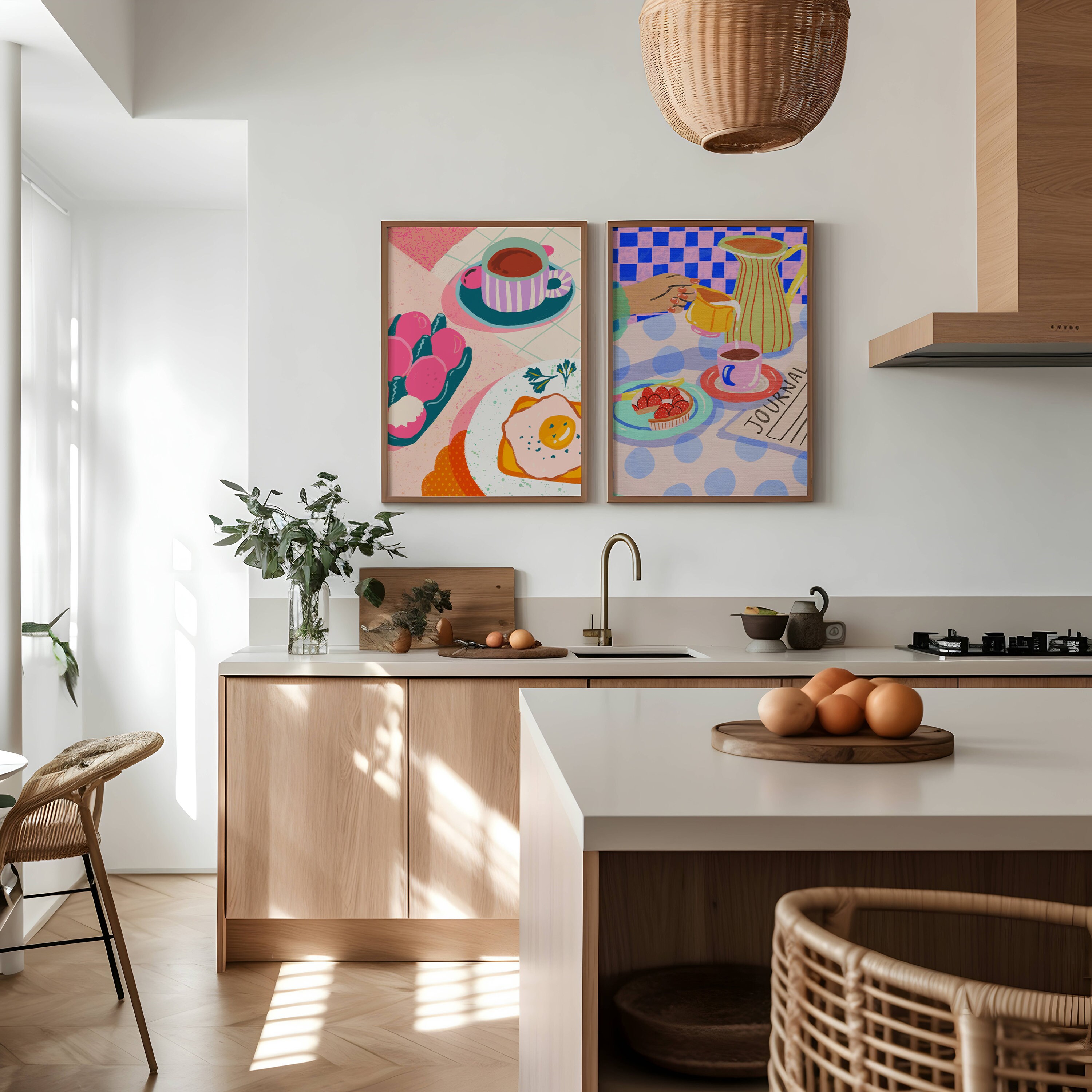 Colorful Kitchen Print Set: Eclectic Gallery Wall Art (digital Download ...
