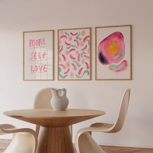 Abstract Pink Wall Art Prints: Set of 3, Modern Home Decor (Digital Download)
