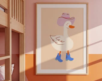 Silly Goose Nursery Print: Eclectic Boho Kids Wall Art (Digital Download)