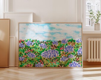 Bunter Garten und Wolken Kunstdruck (Digitaler Download)