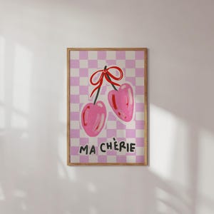 Ma Cherie Cherry Wall Art: Hand Drawn French Poster (Digital Download)