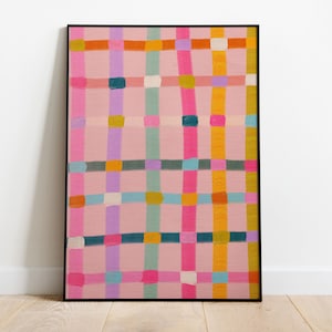 Colorful Grid Acrylic Painting: Abstract Geometric Art Print (digital ...