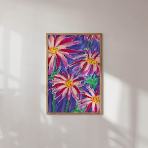 Pink Flower Wall Art, Colorful Wall Art, Abstract Wall Art, Pink Flower Painting, Printable Art, Gift for Her, Mother&#39;s Day Gift
