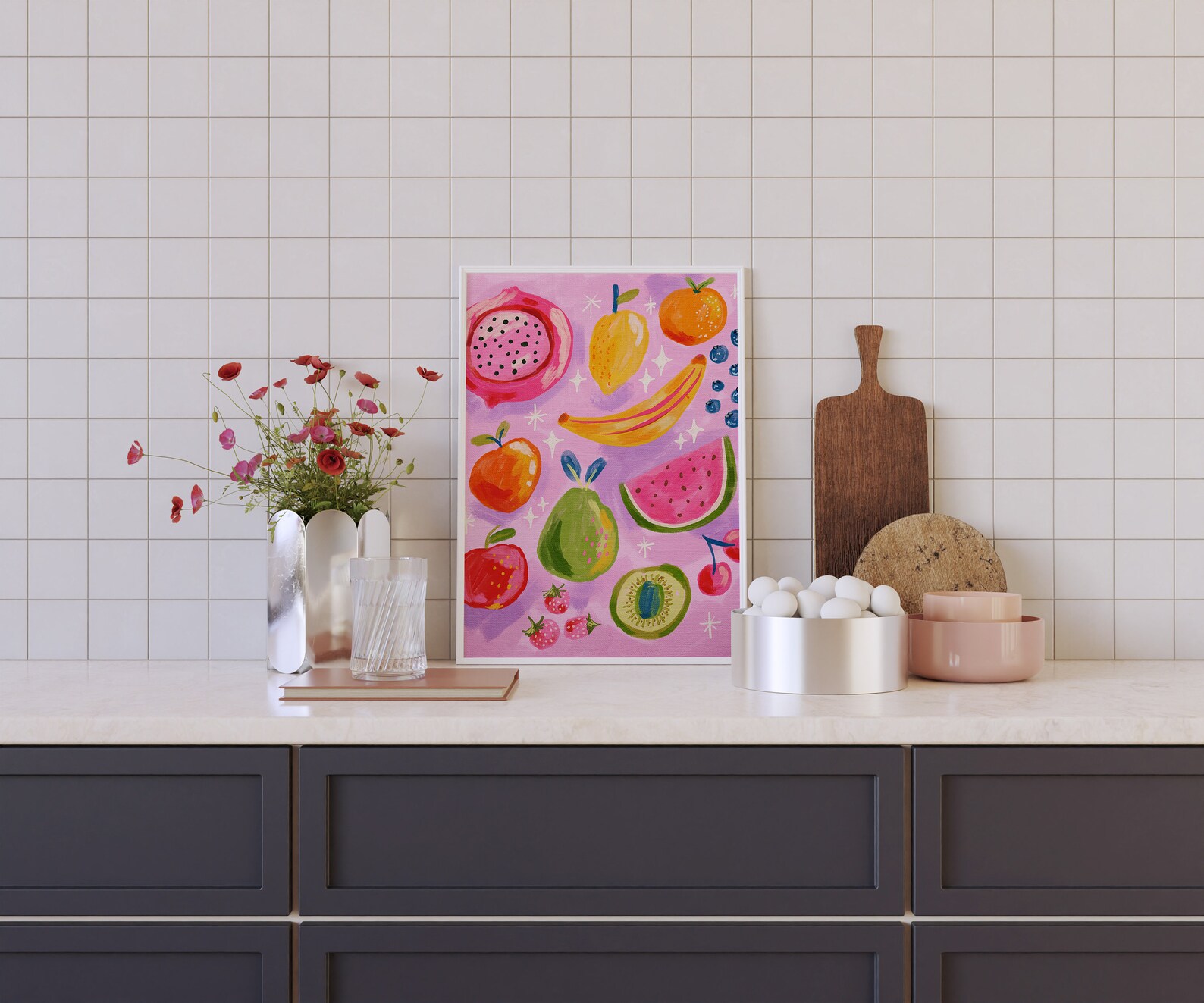 set of 2 kitchen prints | kitchen wall art, fruit wall... Colorful Fruit Kitchen Print: Summer Wall Art (digital Download) - Etsy